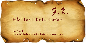 Füleki Krisztofer névjegykártya